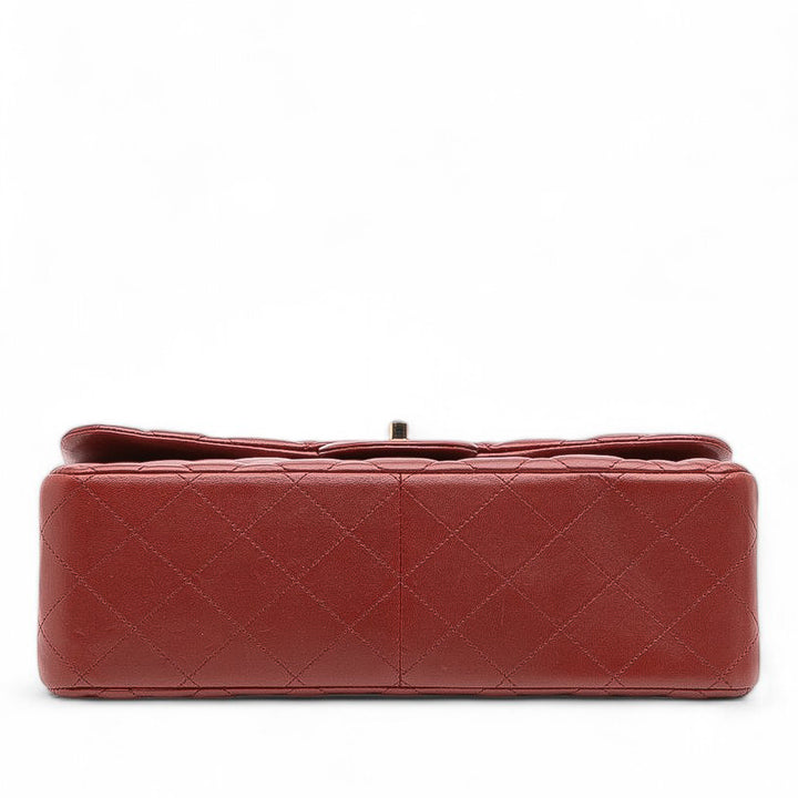 Jumbo Classic Lambskin Double Flap Red - Gaby Paris
