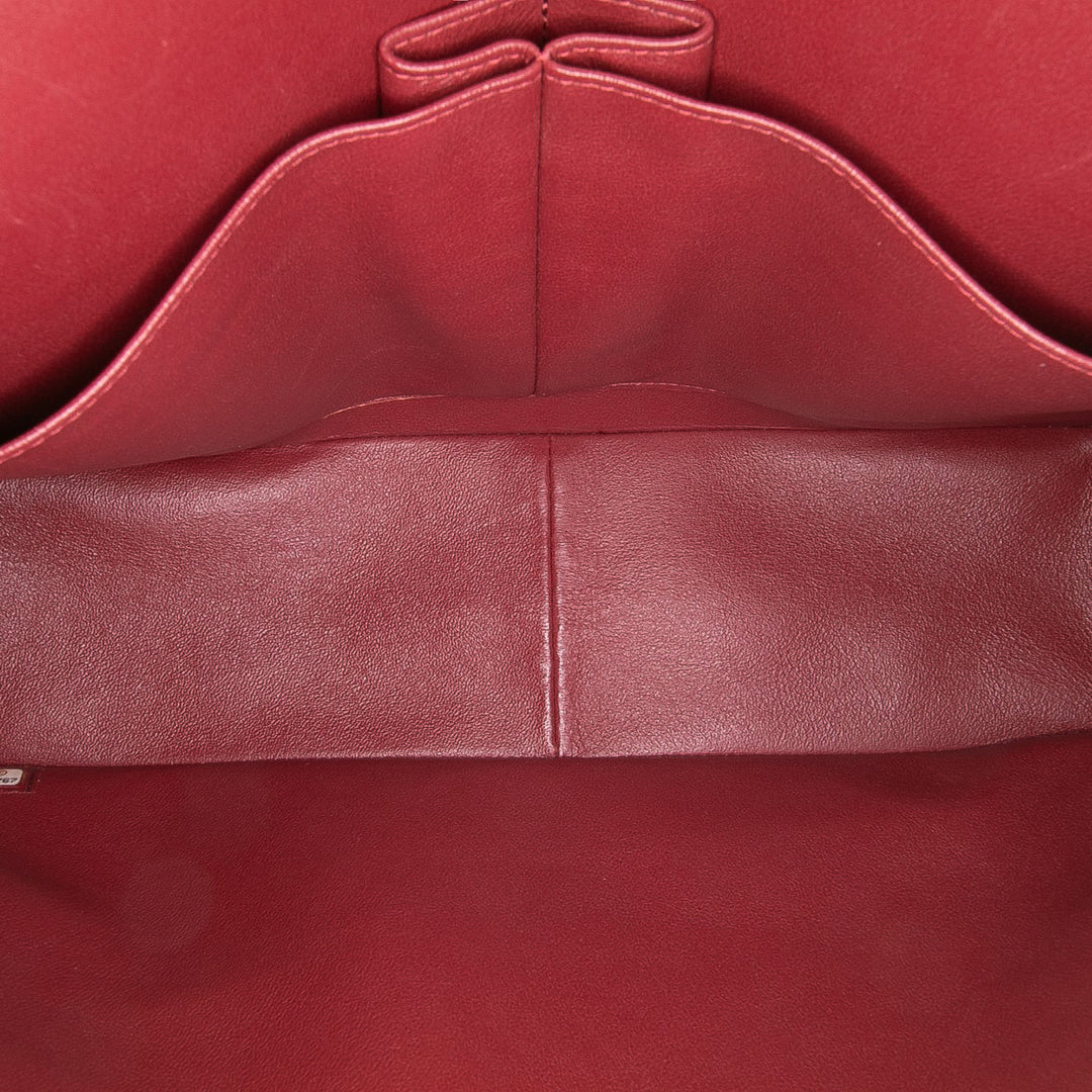 Jumbo Classic Lambskin Double Flap Red - Gaby Paris