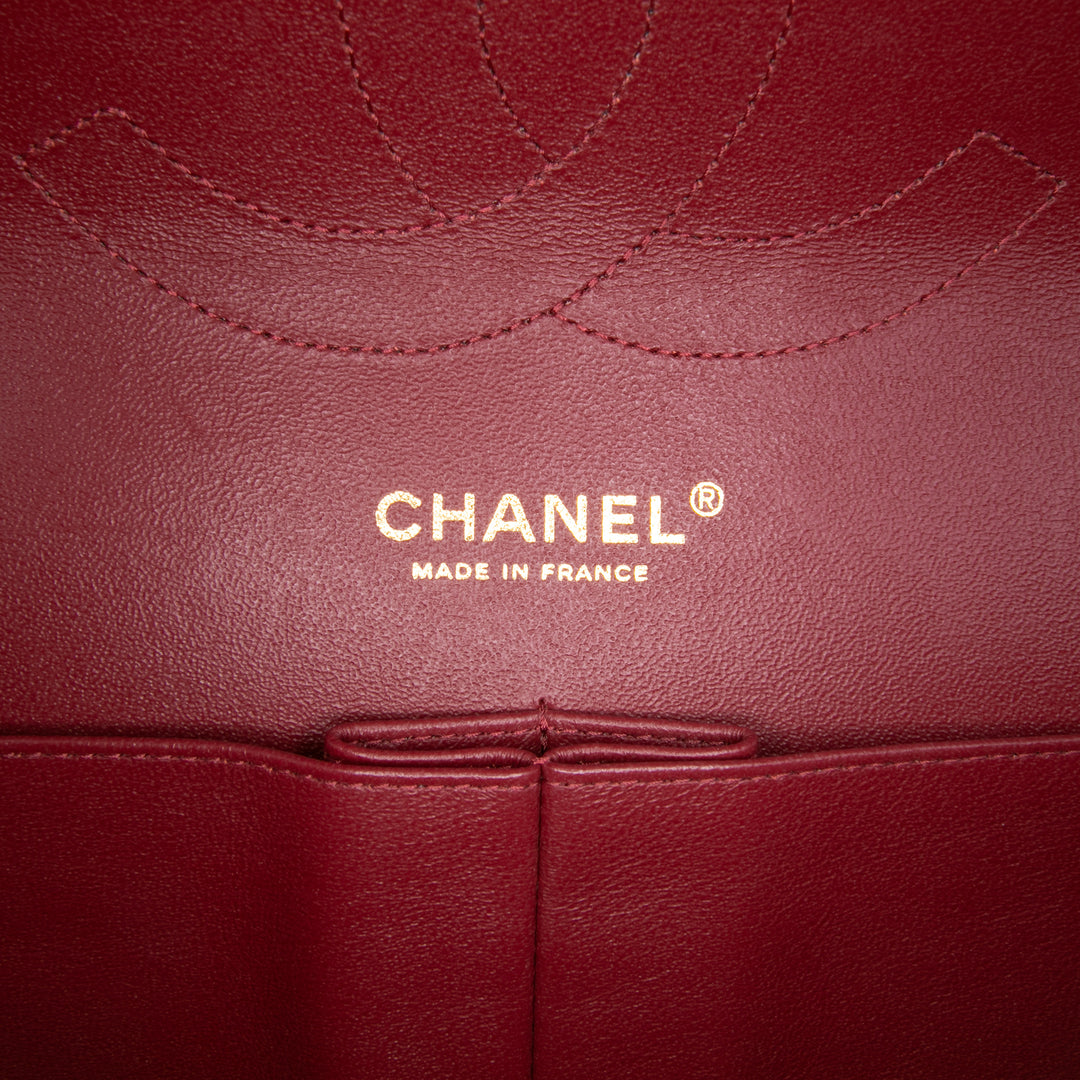 Jumbo Classic Lambskin Double Flap Red - Gaby Paris