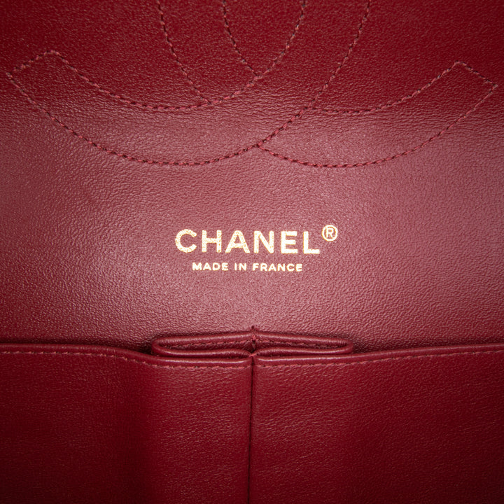 Jumbo Classic Lambskin Double Flap Red - Gaby Paris