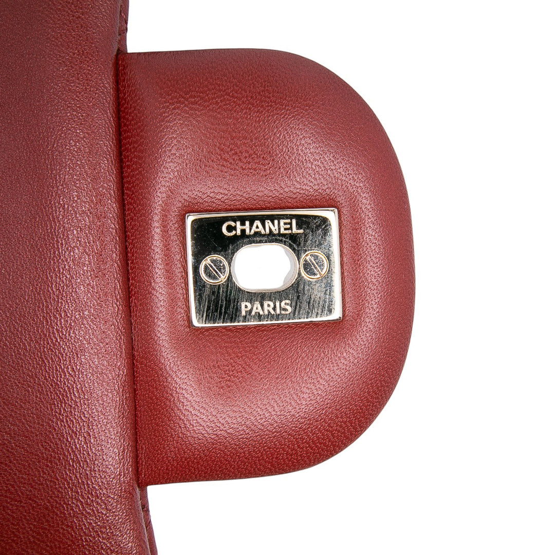 Jumbo Classic Lambskin Double Flap Red - Gaby Paris