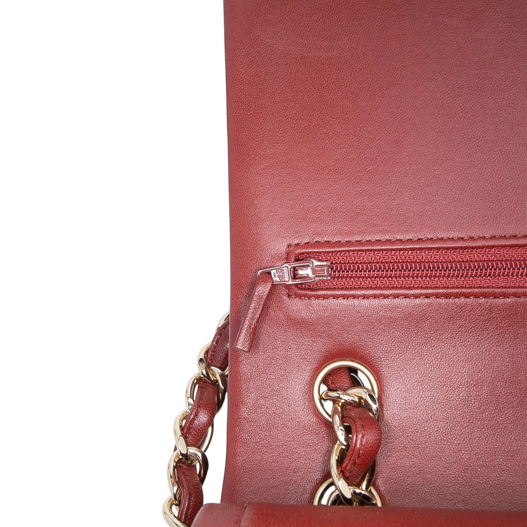 Jumbo Classic Lambskin Double Flap Red - Gaby Paris