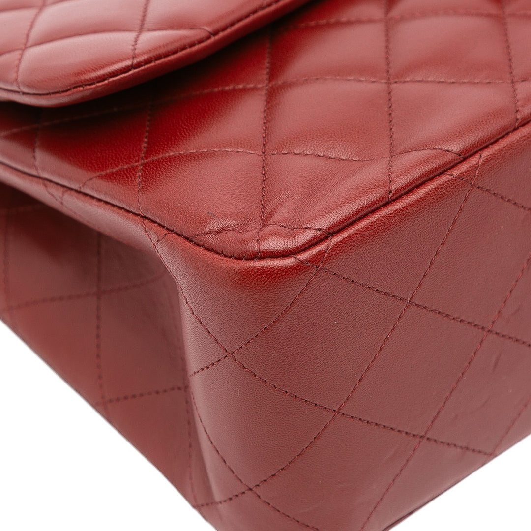 Jumbo Classic Lambskin Double Flap Red - Gaby Paris