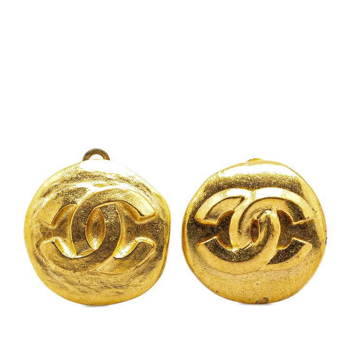 Gold Plated CC Clip On Earrings Gold - Gaby Paris