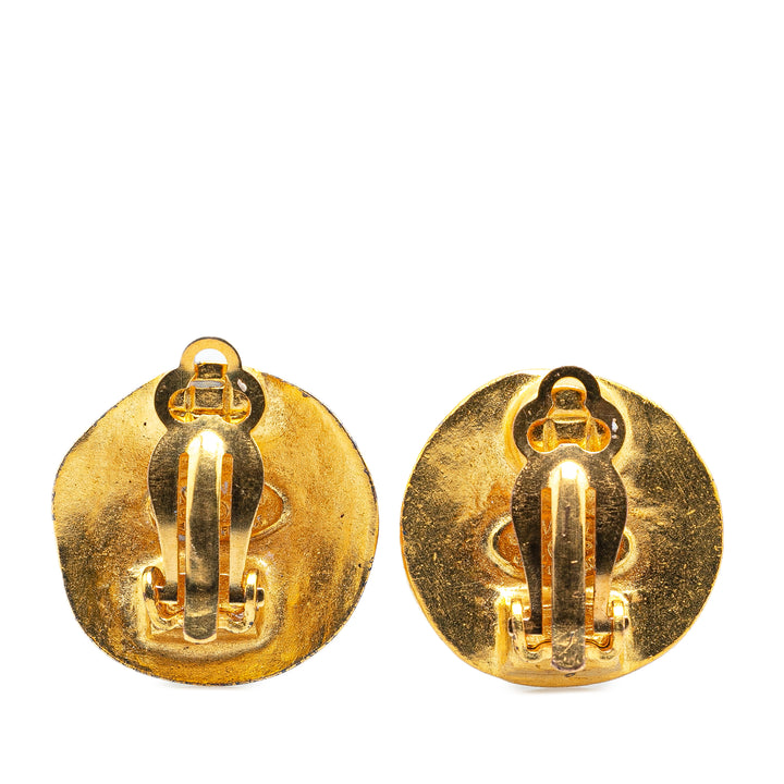 Gold Plated CC Clip On Earrings Gold - Gaby Paris