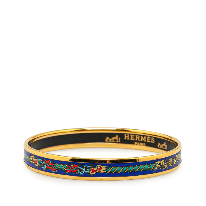 Narrow Flags Enamel Bangle 65 Blue - Gaby Paris