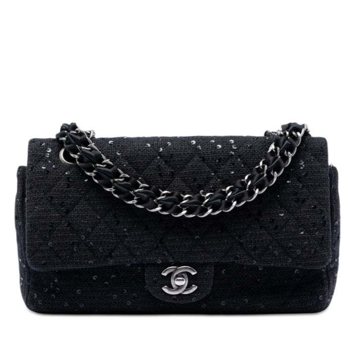 Chanel Medium Classic Tweed Sequins Double rabat
