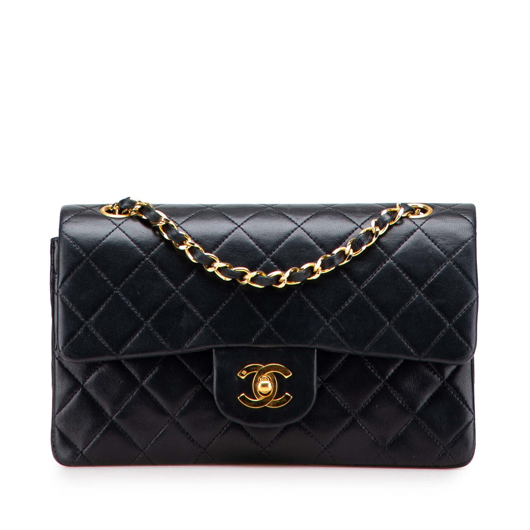 Small Classic Lambskin Double Flap Black - Gaby Paris