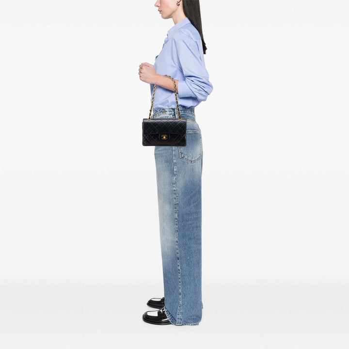 Small Classic Lambskin Double Flap Black - Gaby Paris