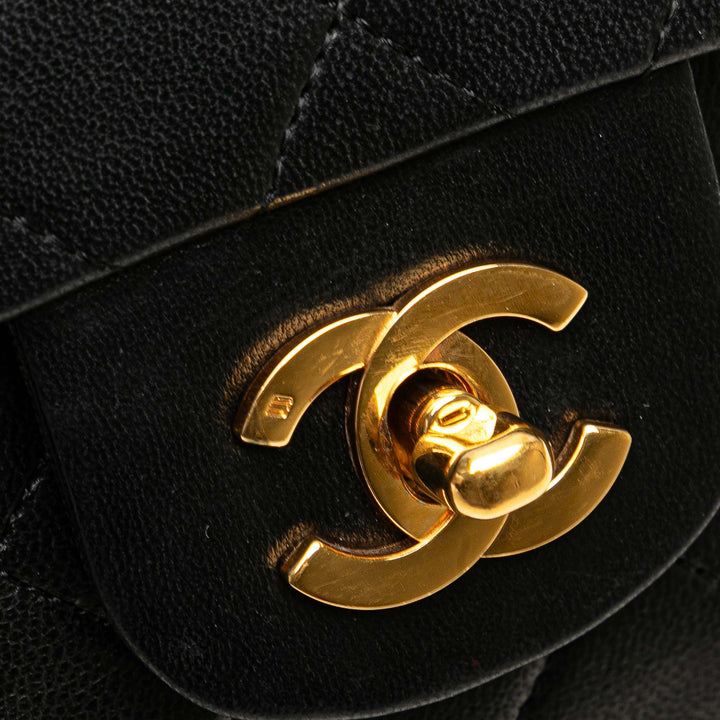 Small Classic Lambskin Double Flap Black - Gaby Paris
