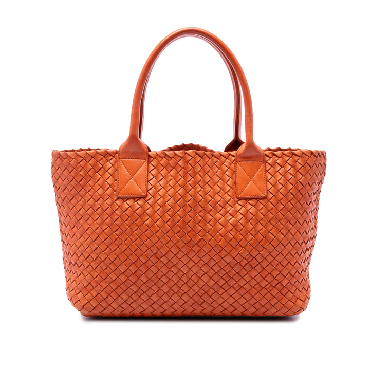 Bottega Veneta Cabas Intreccio Cabat Petit Cuir d'agneau Orange – vue principale – GABY PARIS