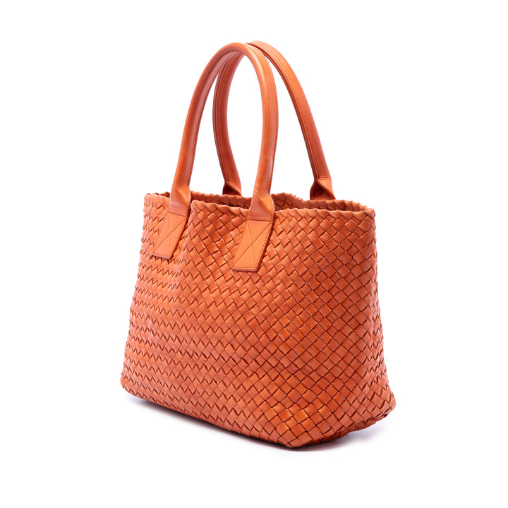 Bottega Veneta Cabas Intreccio Cabat Petit Cuir d'agneau Orange – vue 2 – GABY PARIS