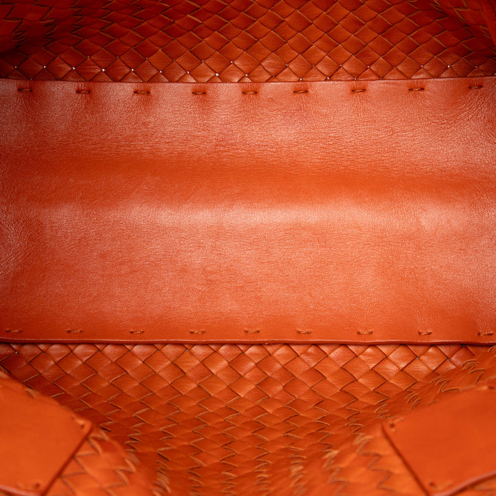 Bottega Veneta Cabas Intreccio Cabat Petit Cuir d'agneau Orange – vue 4 – GABY PARIS