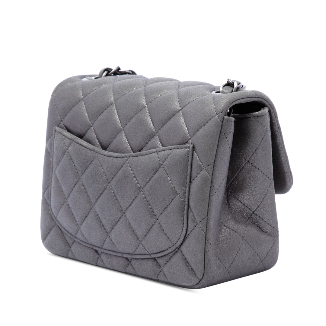 Classic Carré Irisé Rabat simple Mini Cuir d'agneau Gris