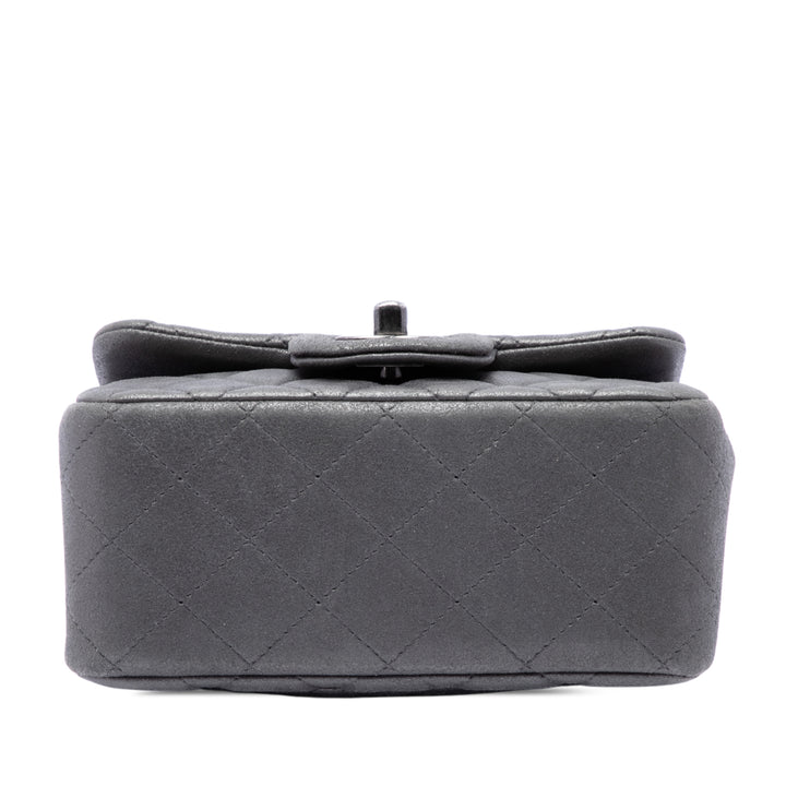 Classic Carré Irisé Rabat simple Mini Cuir d'agneau Gris