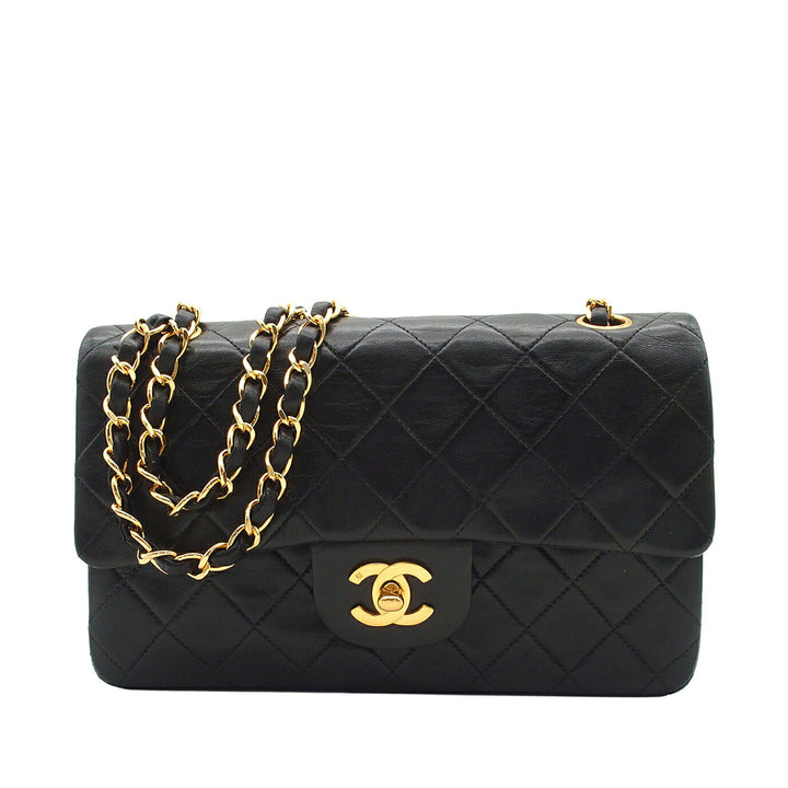 Classic Double rabat Petit Cuir d'agneau Noir