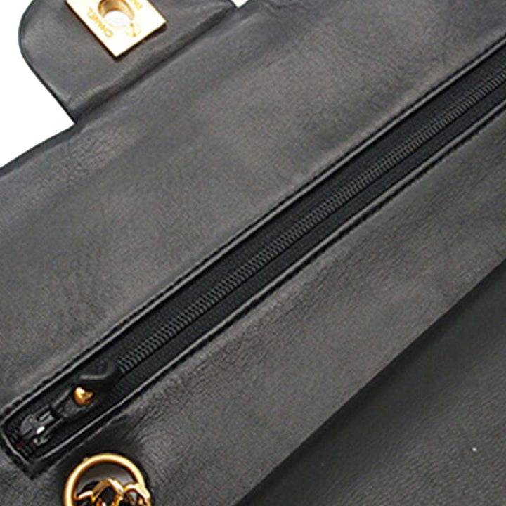 Classic Double rabat Petit Cuir d'agneau Noir