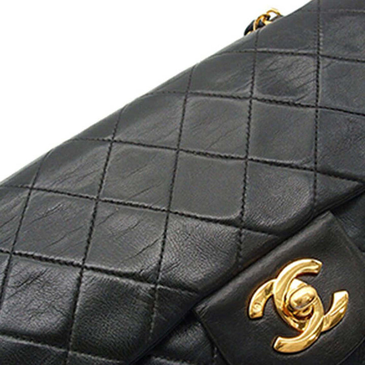 Classic Double rabat Petit Cuir d'agneau Noir