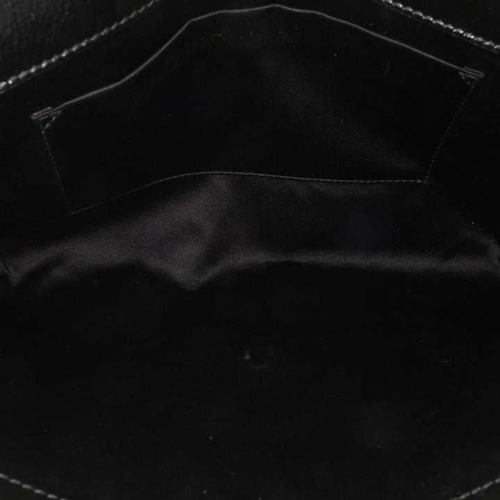 Large Textured Patent Monogram Belle De Jour Clutch Black - Gaby Paris