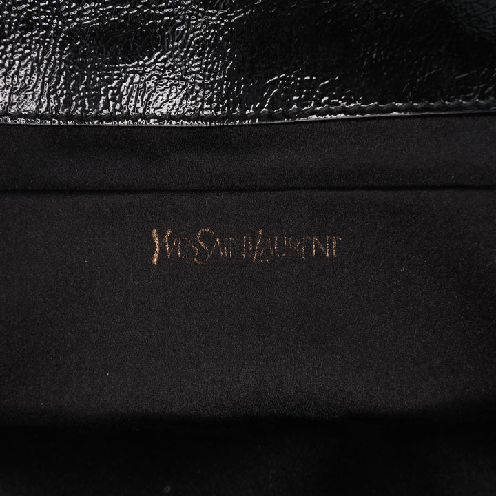Large Textured Patent Monogram Belle De Jour Clutch Black - Gaby Paris