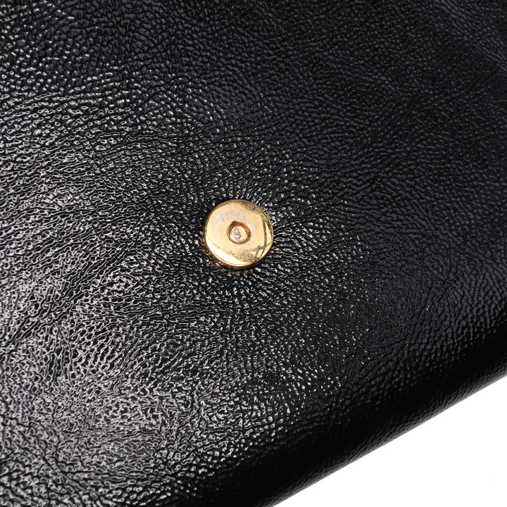 Large Textured Patent Monogram Belle De Jour Clutch Black - Gaby Paris