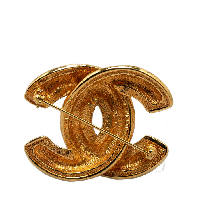 Gold Plated CC Quilted Brooch Gold - Gaby Paris