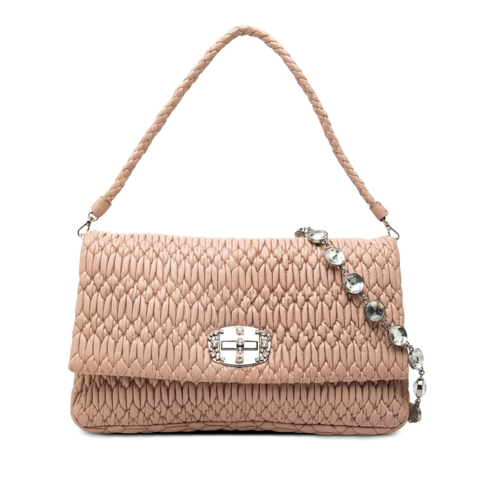 Matelasse Cristal Chaîne Sac nappa Marron