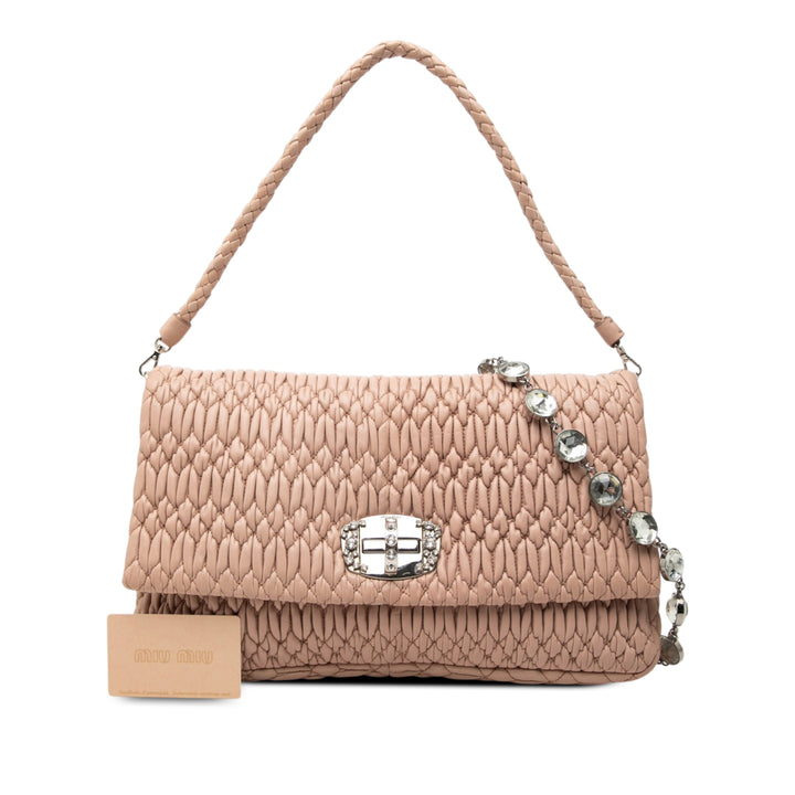 Matelasse Cristal Chaîne Sac nappa Marron