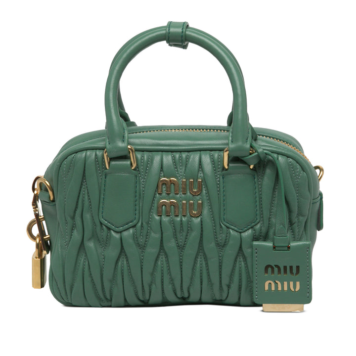 Miu Miu Matelasse Arcadie Sac Petit nappa Vert – vue principale – GABY PARIS