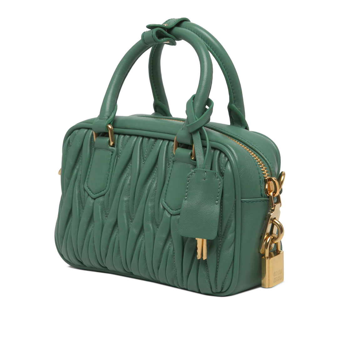 Miu Miu Matelasse Arcadie Sac Petit nappa Vert – vue 2 – GABY PARIS