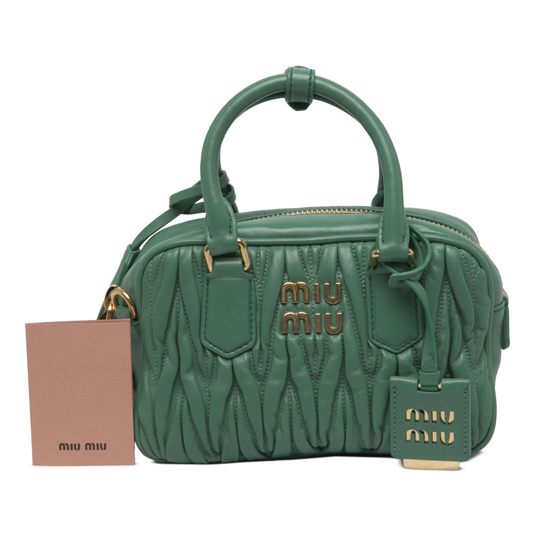 Miu Miu Matelasse Arcadie Sac Petit nappa Vert – vue 6 – GABY PARIS