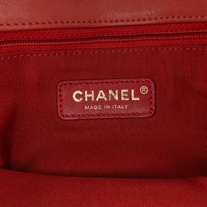 Small Quilted Lambskin Chain Detail Saddle Bag Red - Gaby Paris