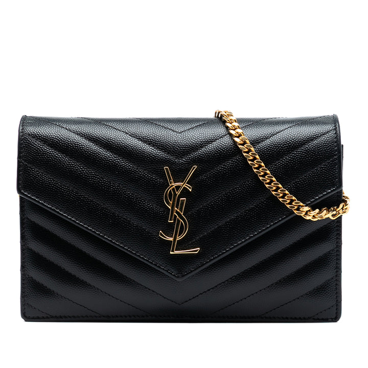 Saint Laurent Grain De Poudre Cassandre Envelope Chain Portefeuille