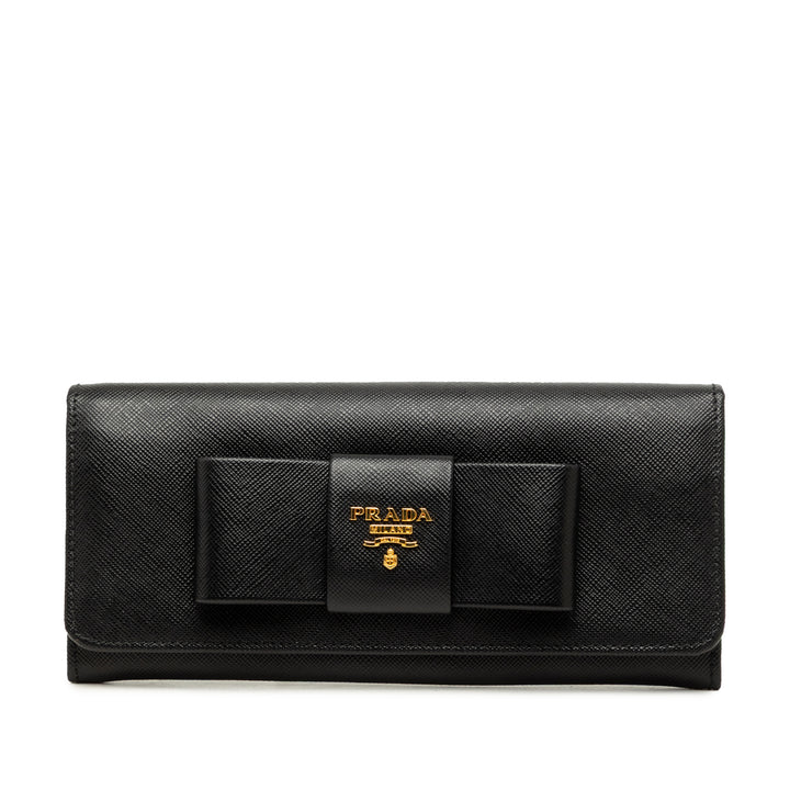 Prada Lux Bow Continental Portefeuille Cuir Saffiano