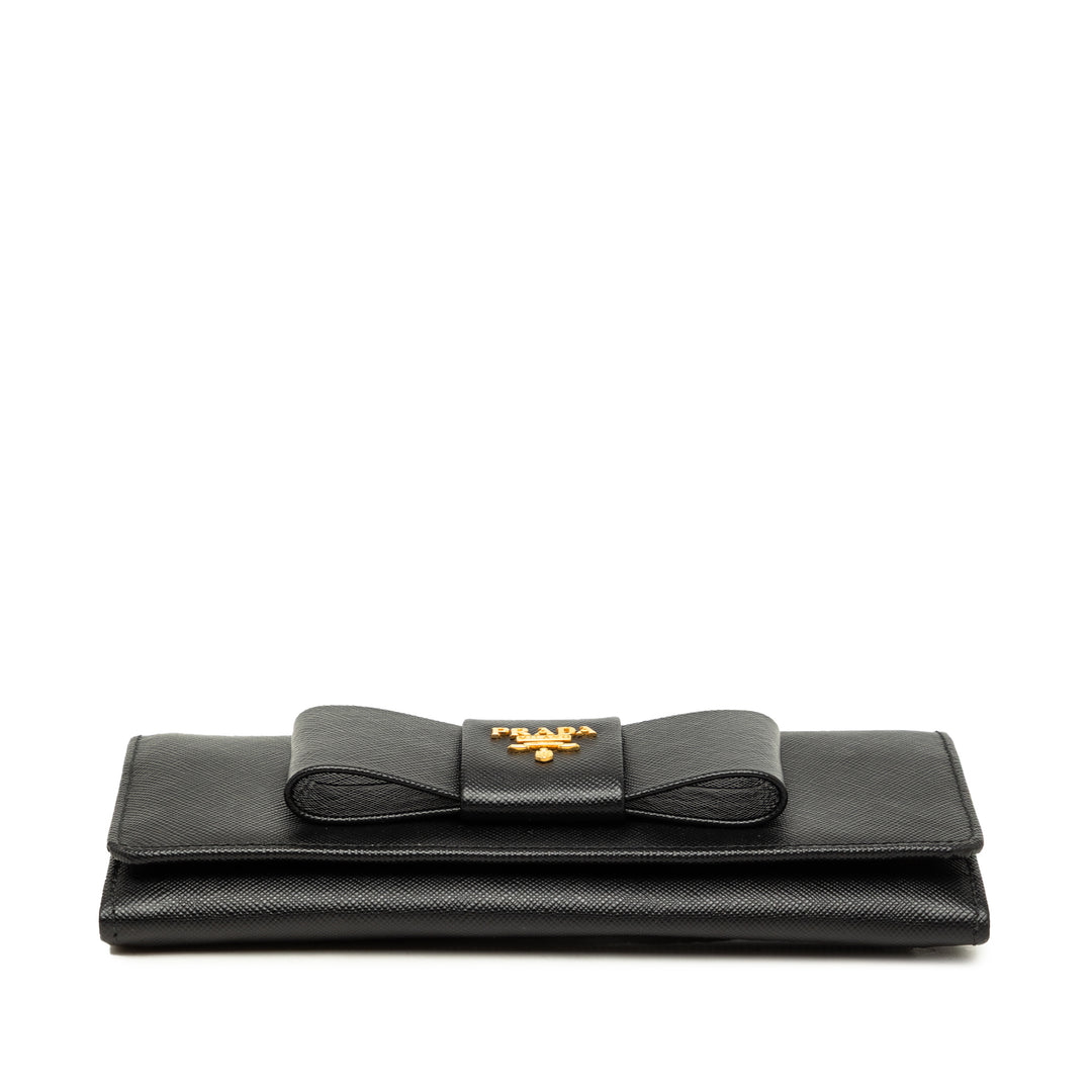 Prada Lux Bow Continental Portefeuille Cuir Saffiano