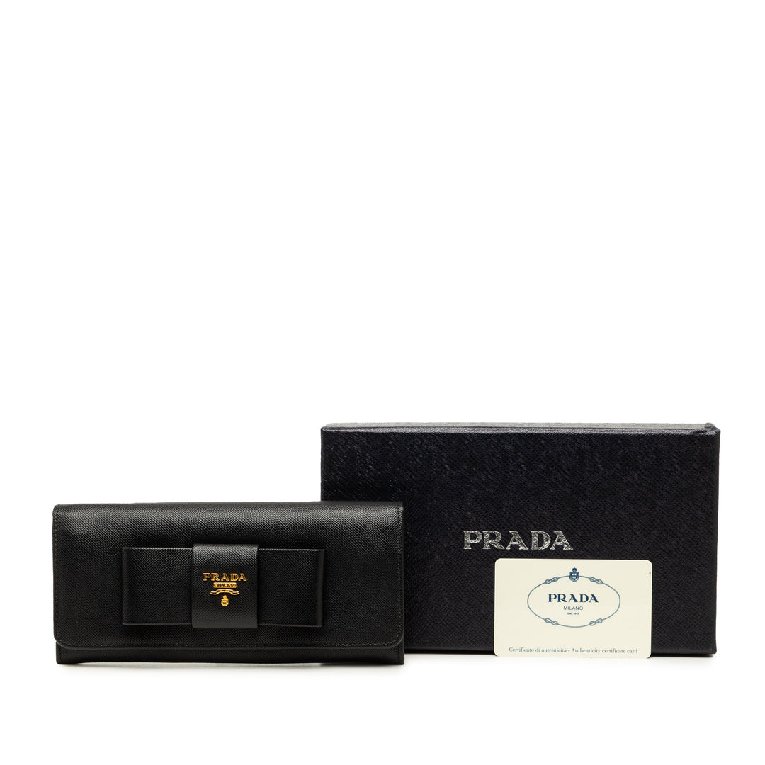 Prada Lux Bow Continental Portefeuille Cuir Saffiano