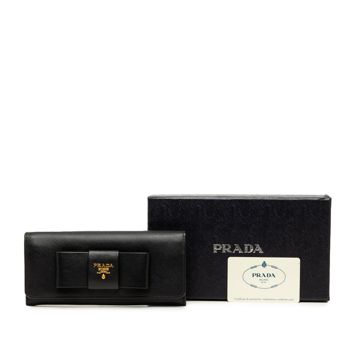 Prada Lux Bow Continental Portefeuille Cuir Saffiano