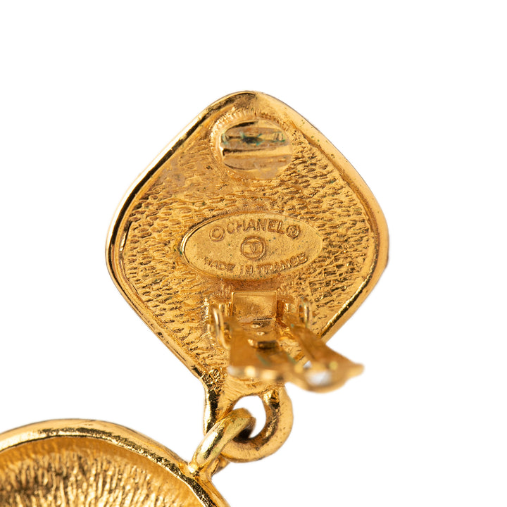 Chanel CC plaqué Sunburst pendantes Clip On Boucles d’oreilles