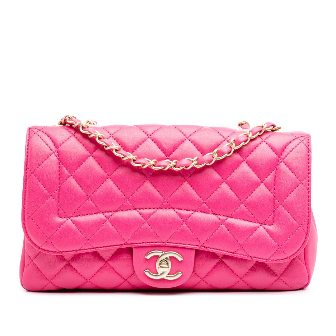 Medium Quilted Lambskin Mademoiselle Chic Flap Pink - Gaby Paris