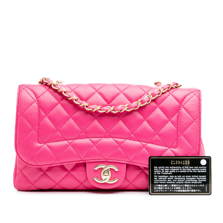 Medium Quilted Lambskin Mademoiselle Chic Flap Pink - Gaby Paris