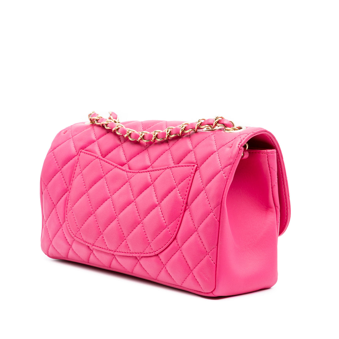 Medium Quilted Lambskin Mademoiselle Chic Flap Pink - Gaby Paris