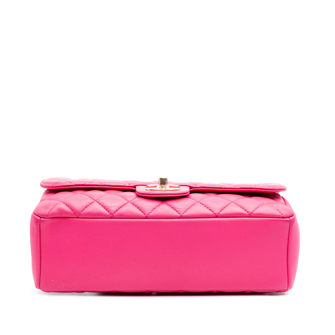 Medium Quilted Lambskin Mademoiselle Chic Flap Pink - Gaby Paris