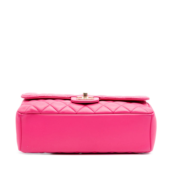 Medium Quilted Lambskin Mademoiselle Chic Flap Pink - Gaby Paris