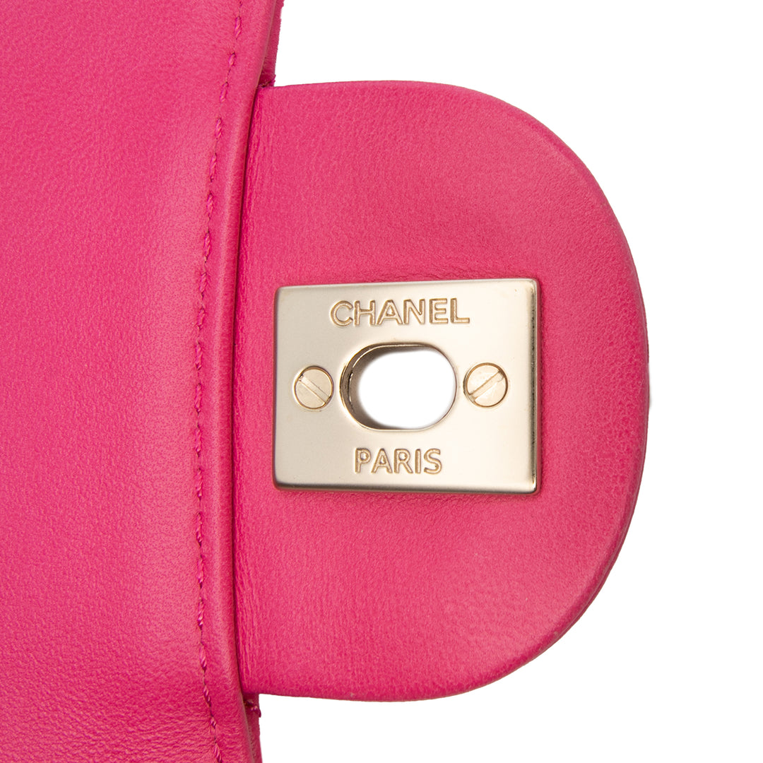 Medium Quilted Lambskin Mademoiselle Chic Flap Pink - Gaby Paris