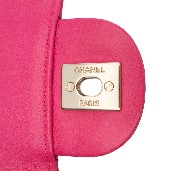 Medium Quilted Lambskin Mademoiselle Chic Flap Pink - Gaby Paris