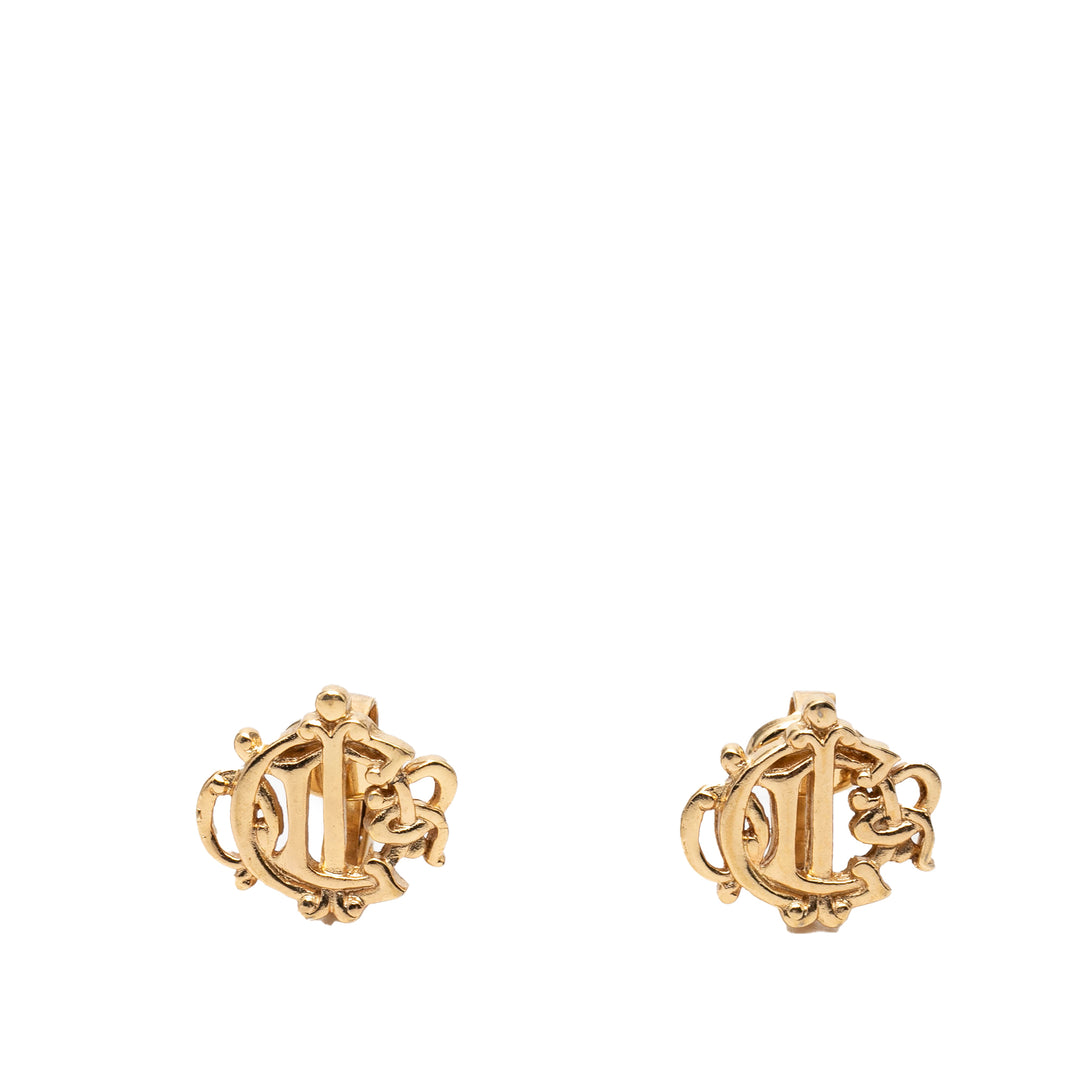 Dior plaqué Logo Clip On Boucles d’oreilles