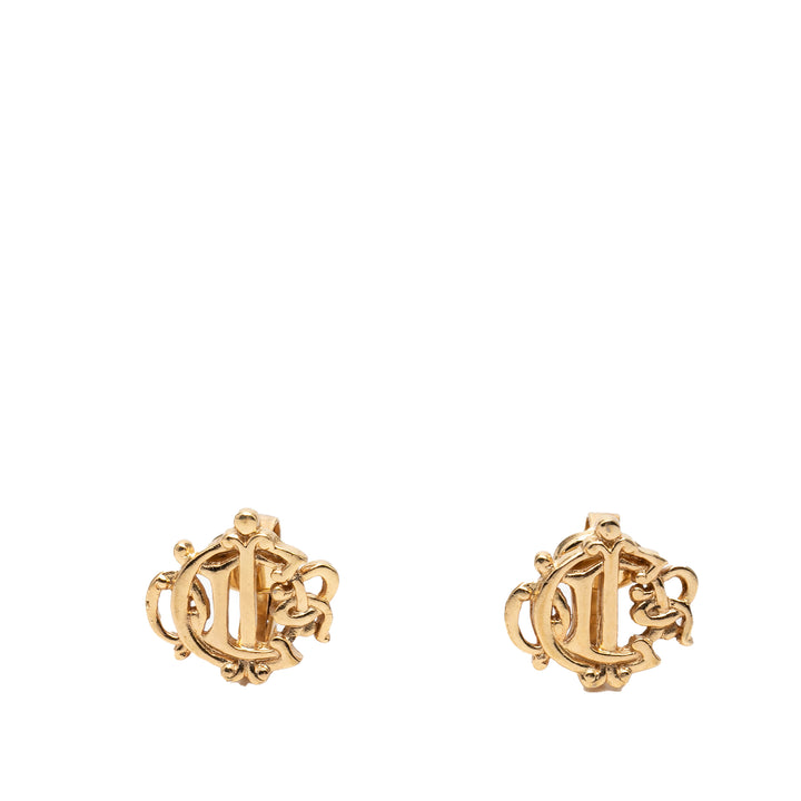 Dior plaqué Logo Clip On Boucles d’oreilles