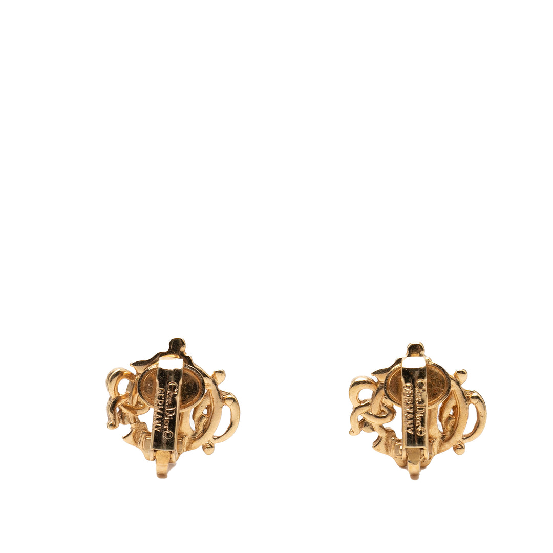 Dior plaqué Logo Clip On Boucles d’oreilles