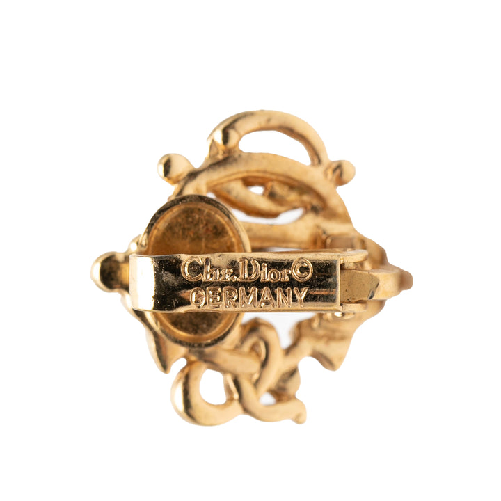 Dior plaqué Logo Clip On Boucles d’oreilles