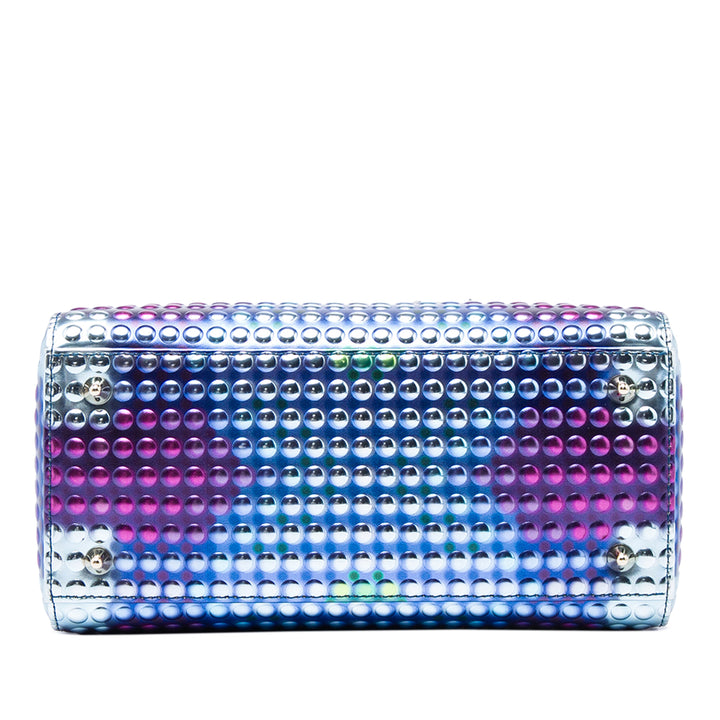 Dior Dior Lady Art No 3 Edition Li Shurui Imprimé et clouté Lady Dior Moyen Cuir de veau Bleu – vue 3 – GABY PARIS